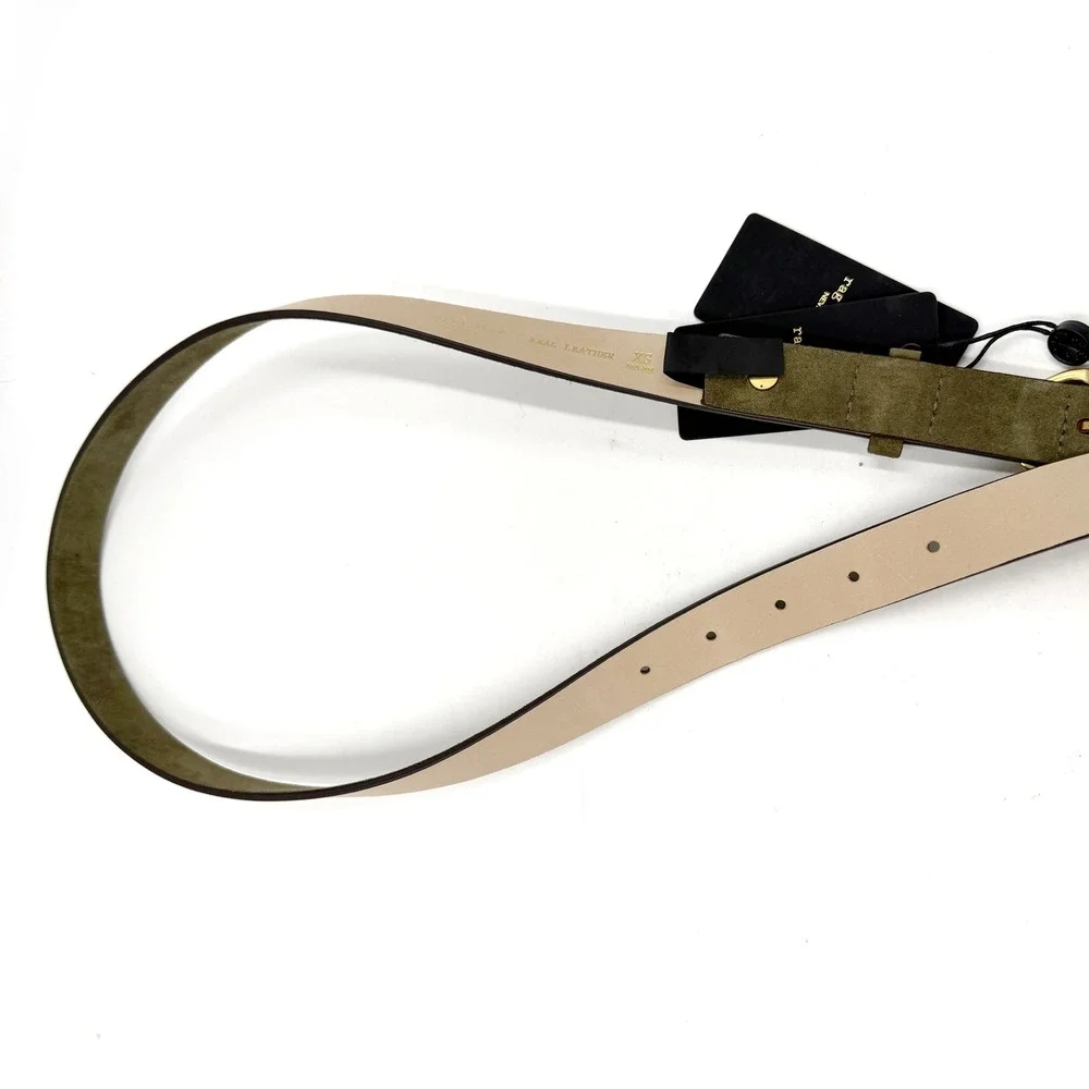 Rag & Bone Small Audrey Belt Olive Green Suede Gold Buckle Womens Sz XS